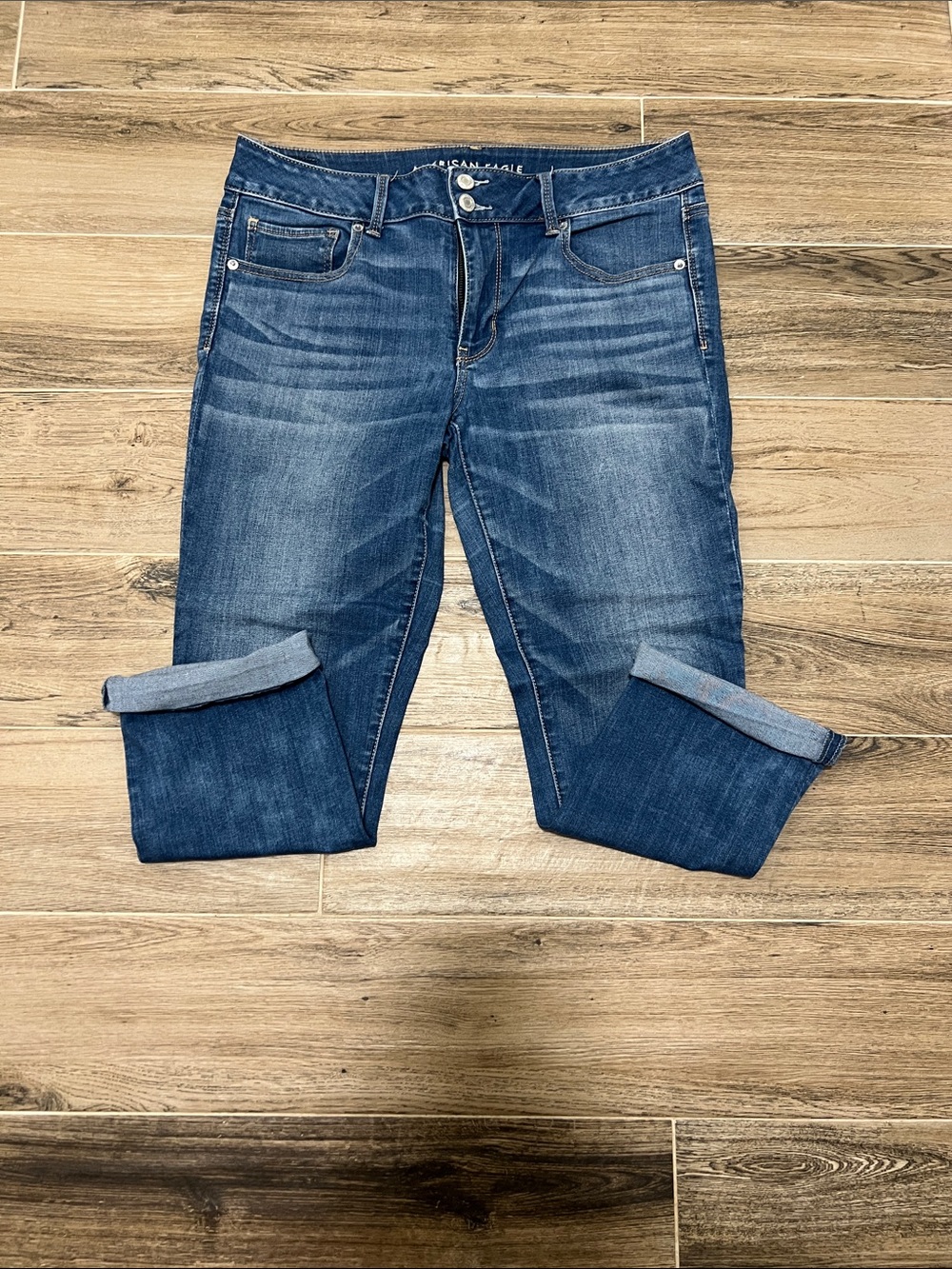 American Eagle Outfitters Medium Blue Cropped Slim Jeans